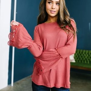 SOLD Bells And Whistles Waffle Knit Top In Sienna